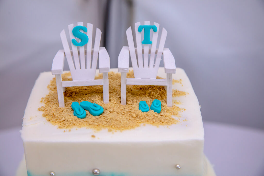 beach chairs with sandals wedding cake topper