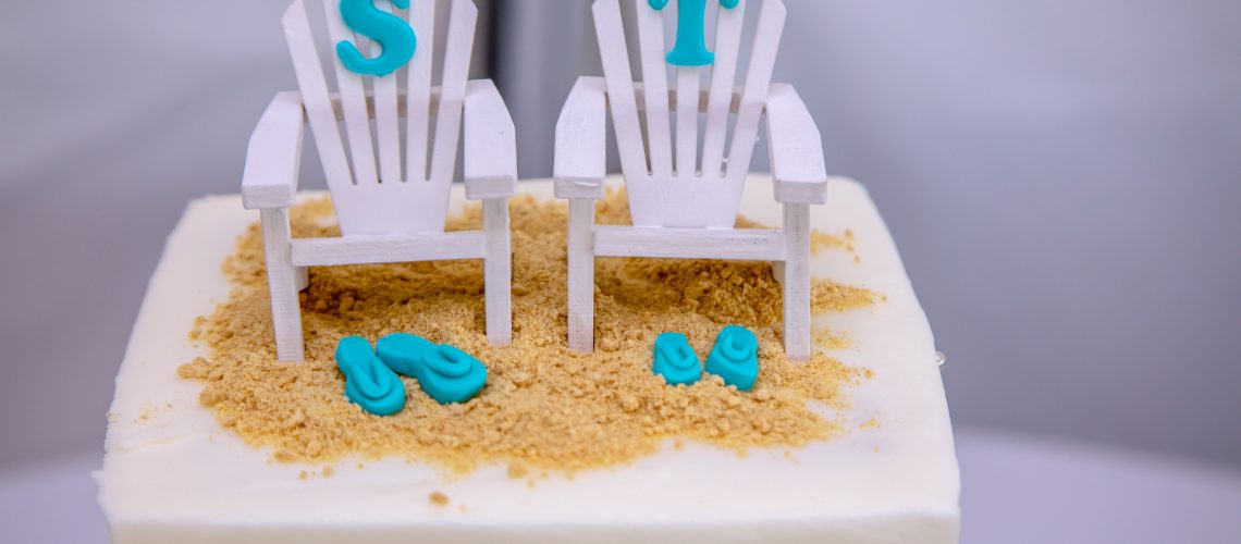 beach chairs with sandals wedding cake topper